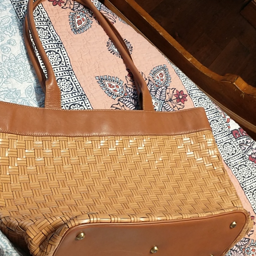 Large Laura Ashley leather tote